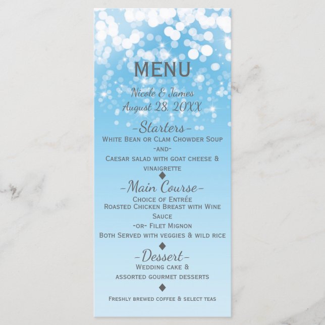 Sparkling Lights Romantic Winter Wonderland Menu (Front)