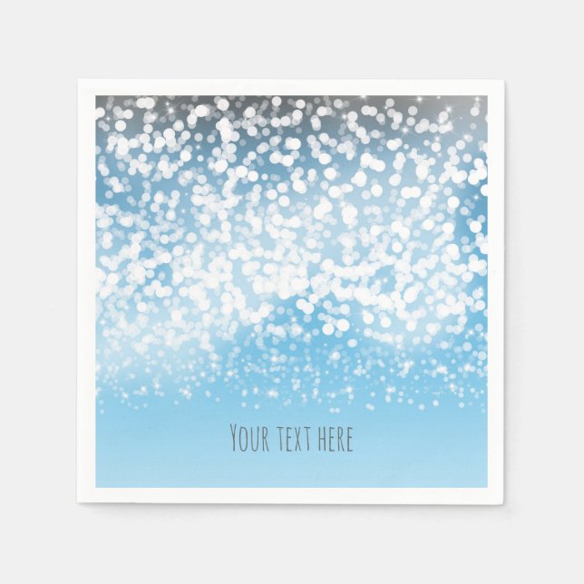 Sparkling Lights Romantic Winter Wonderland Menu Paper Napkins (Front)