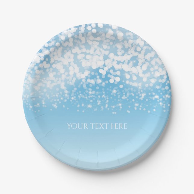 Sparkling Lights Romantic Winter Wonderland Paper Plates (Front)