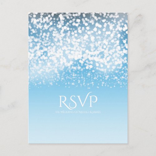 Sparkling Lights Romantic Winter Wonderland RSVP Invitation Postcard