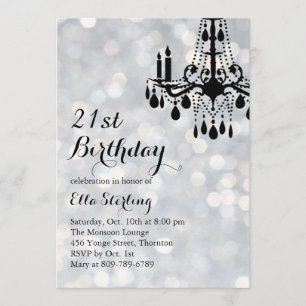 Sparkling Lights Silver Ballroom Birthday Invite