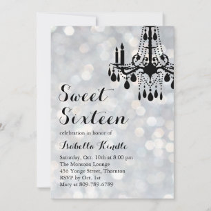 Sparkling Lights Silver Ballroom Sweet 16 Invite