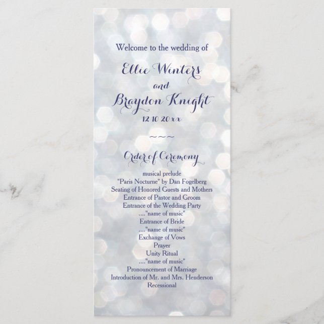 Sparkling Lights Wedding Program (Front)