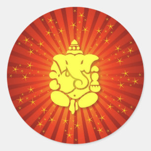 Sparkling Lord Ganesha Classic Round Sticker