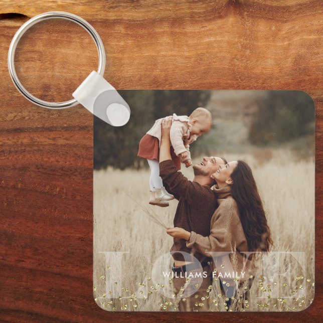 Sparkling Love Personalized Photo Keychain (Front)