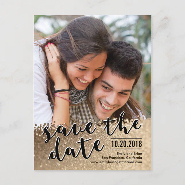 Sparkling Love Save The Date Postcard | Zazzle