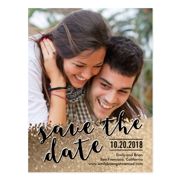 Sparkling Love Save The Date Postcard