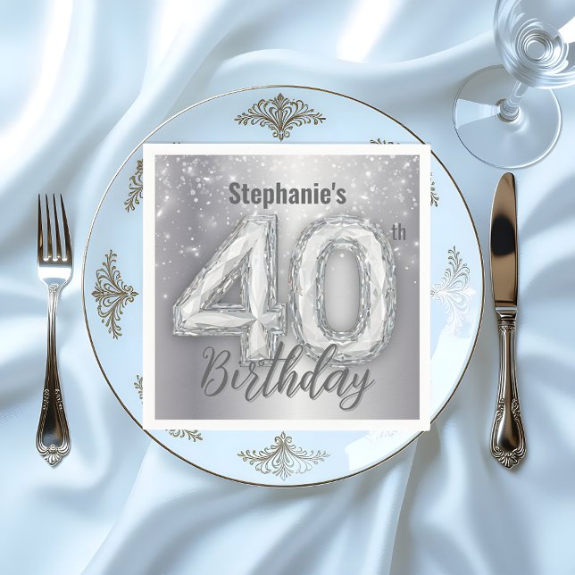 Sparkling Luxurious Gemstone 40th Birthday Napkins (Creator Uploaded)