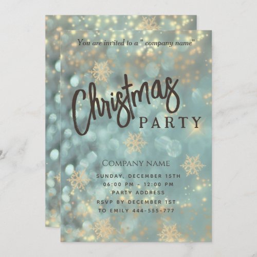 Sparkling  luxury bokeh corporate Christmas party  Invitation