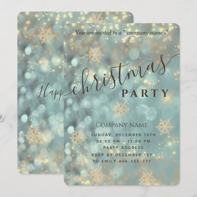 Sparkling  luxury corporate Christmas party Invita Invitation (Front/Back)