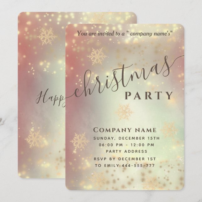 Sparkling  luxury corporate Christmas party Invita Invitation (Front/Back)