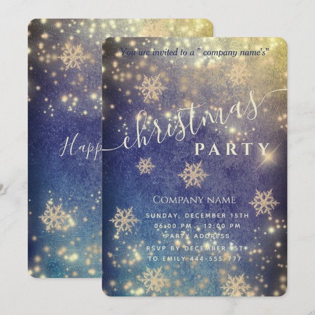 Sparkling  luxury corporate Christmas party Invitation (Front/Back)