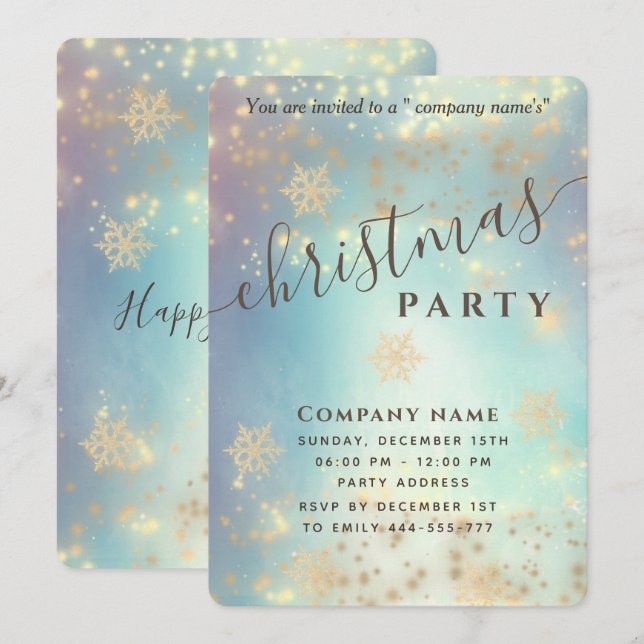 Sparkling  luxury corporate Christmas party  Invitation (Front/Back)