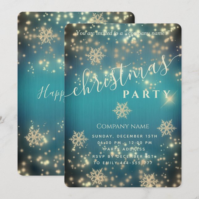 Sparkling  luxury corporate Christmas party  Invitation (Front/Back)