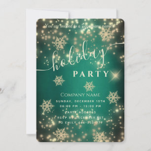 Sparkling  luxury corporate Holiday party green Invitation