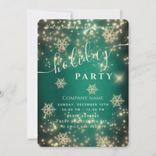 Sparkling  luxury corporate Holiday party green Invitation