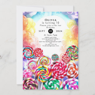 Sparkling Magical Candyland Birthday Invitation