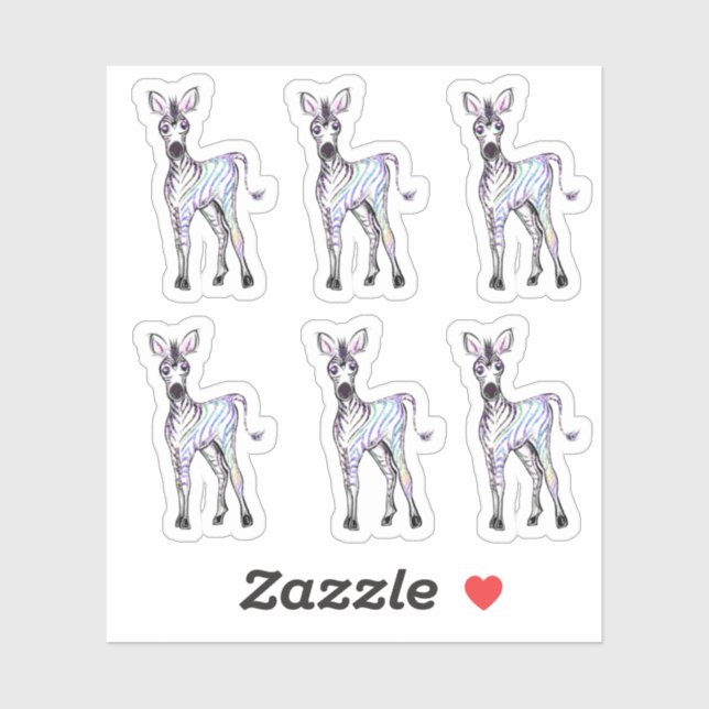 Sparkling magical  rainbow zebra sticker (Sheet)