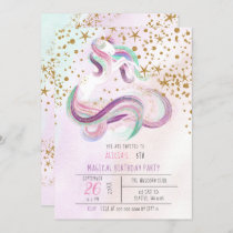 Sparkling Magical Unicorn Birthday Invitations