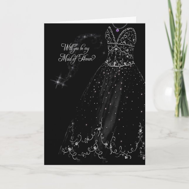 Sparkling Maid of Honor request Invitation (Front)