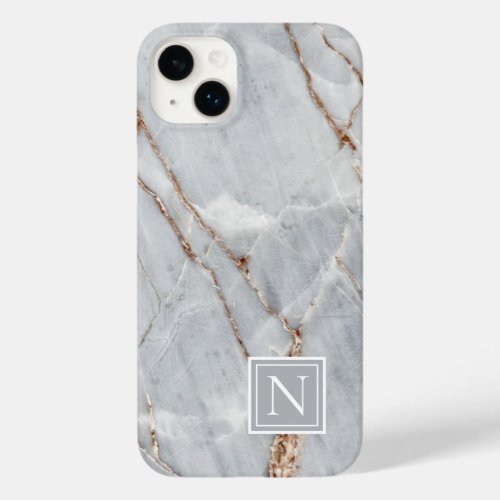 Sparkling Marble Monogram Warm Gray Copper ID672  Case_Mate iPhone 14 Plus Case