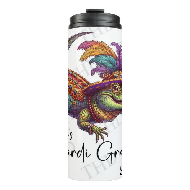 Sparkling Mardi Gras Magic: Custom Thermal Tumbler (Front)