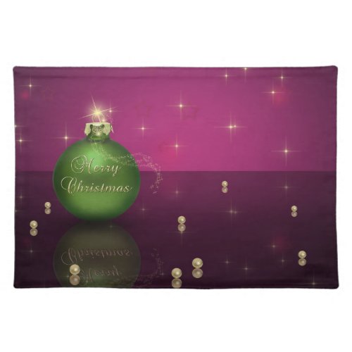 Sparkling Merry Christmas Ball Cloth Placemat