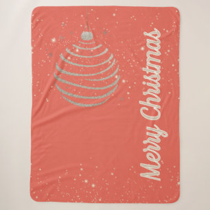 Sparkling Merry Christmas Ornament Sherpa Blanket