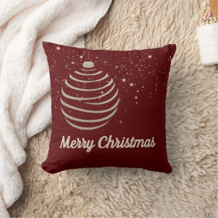 Sparkling Merry Christmas Ornament Throw Pillow