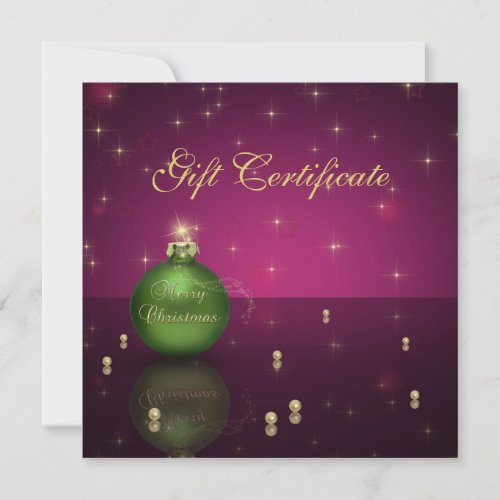 Sparkling Merry Christmas Tree Ball Gift Card
