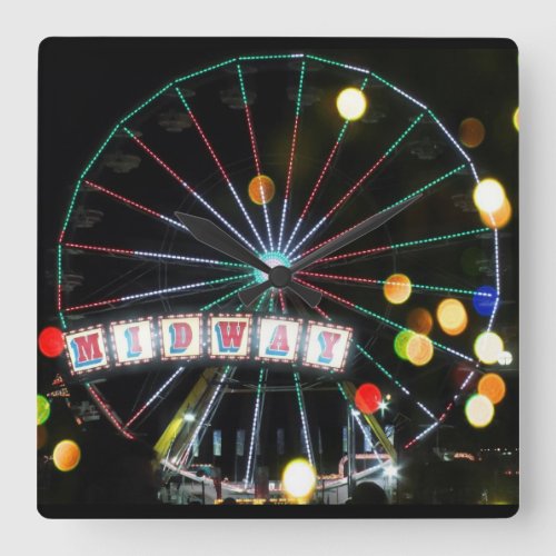 Sparkling Midway Ferris Wheel at Night Clock