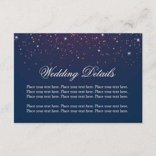 Sparkling Navy Blue Wedding Details Enclosure Card