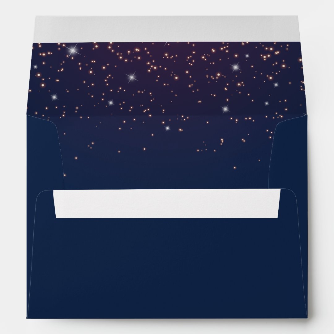 Sparkling Navy Blue Wedding Invitation Envelope | Zazzle