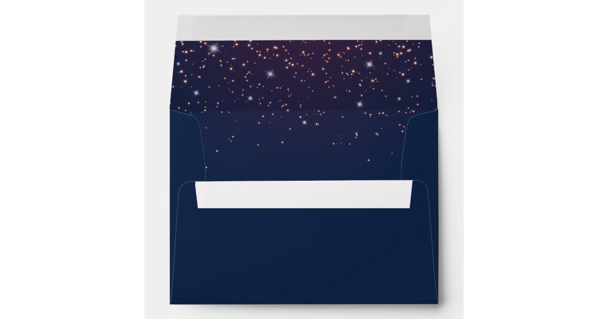 Sparkling Navy Blue Wedding Invitation Envelope | Zazzle