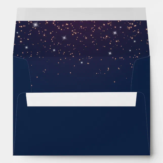 Sparkling Navy Blue Wedding Invitation Envelope 