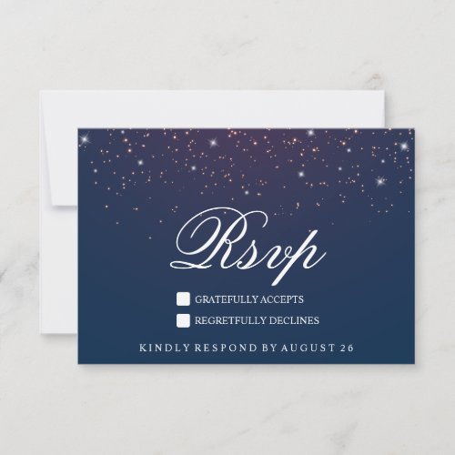 Sparkling Navy Blue Wedding Respond Card RSVP