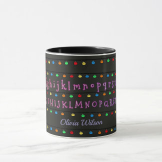 Sparkling Neon Alphabet with Festive Lights Mug