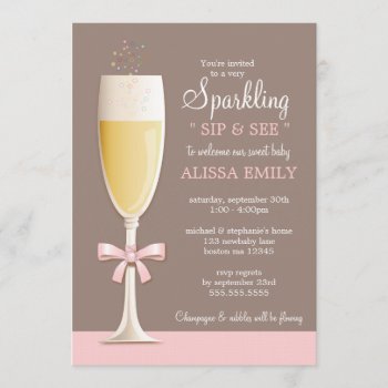 Sparkling New Baby Girl Sip And See Invitation by kat_parrella at Zazzle