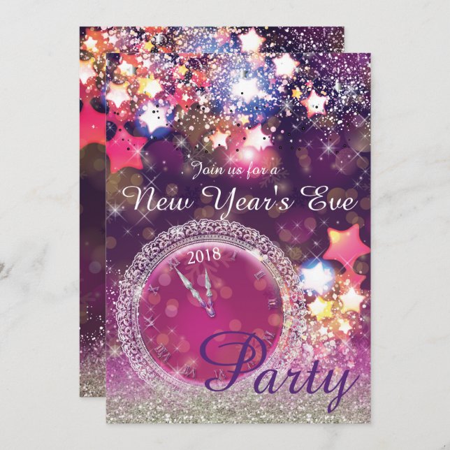 Sparkling New Year's Eve Party Invitation (Front/Back)