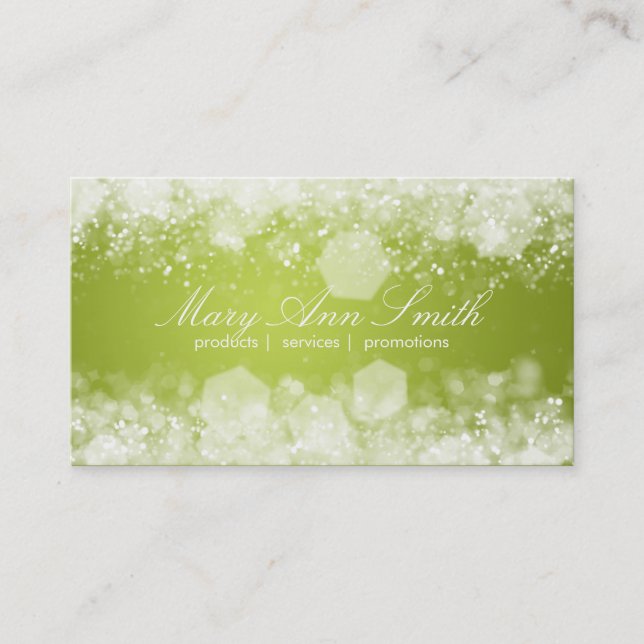 Sparkling Night Lime Green Professional Business Card (Front)