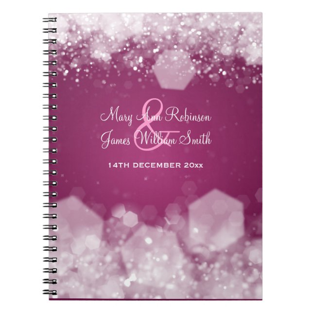 Sparkling Night Plum Elegant Wedding Favor Notebook (Front)