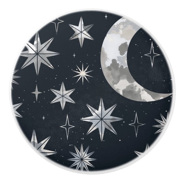 Sparkling Night Sky Ceramic Knob (Front)