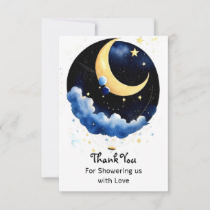 Sparkling Nighttime Boy Baby Shower Thank You Card