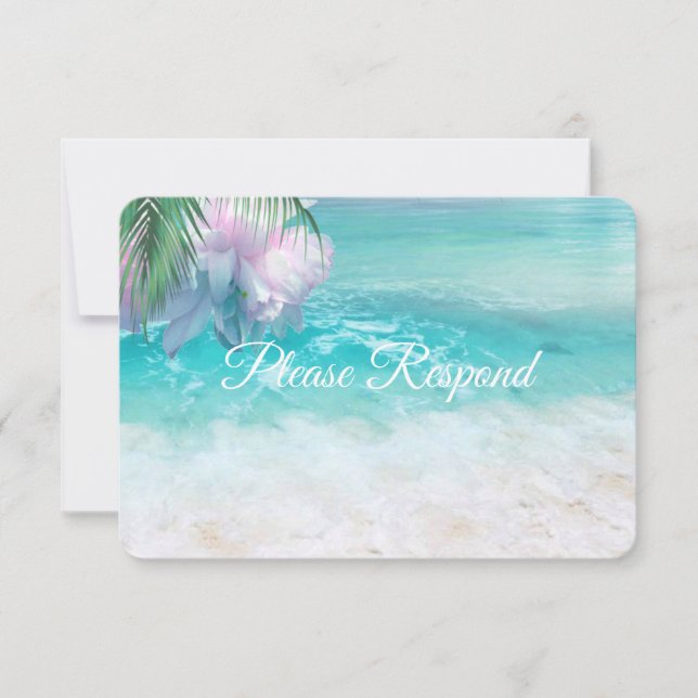 SPARKLING OCEAN WATERS RSVP Wedding Card (Front)