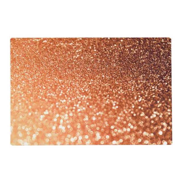 Sparkling Ombre Copper Shiny Trendy Glitter Placemat (Front)