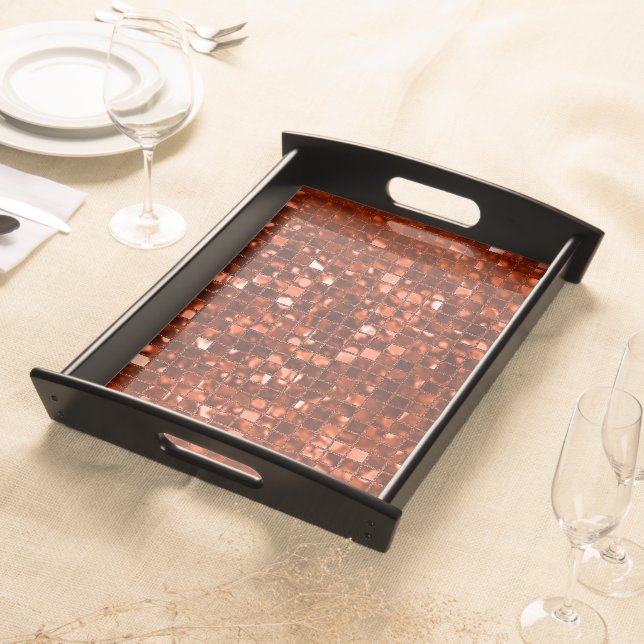 Sparkling Orange Mosaic Pattern Serving Tray (Front)