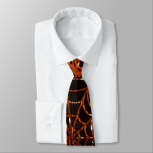 Sparkling Orange Spider Webs Neck Tie