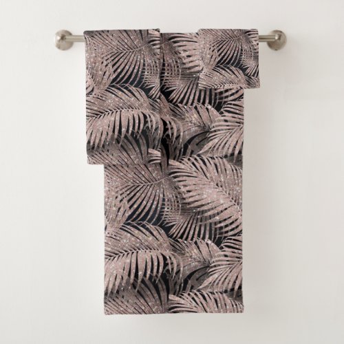 Sparkling Palm Leaves Pattern Gold ID831 Bath Towel Set