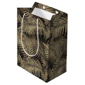 Sparkling Palm Leaves Pattern Gold Id831 Medium Gift Bag by arrayforcards at Zazzle