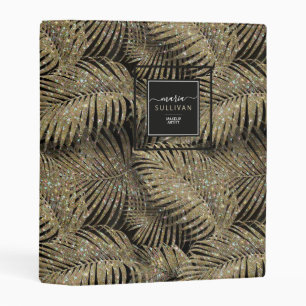Sparkling Palm Leaves Pattern Gold ID831 Mini Binder